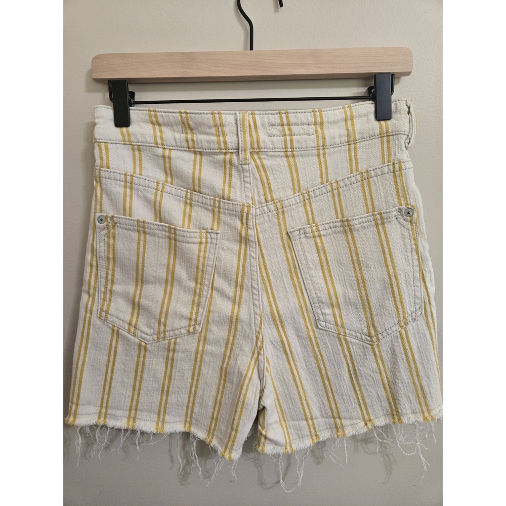 Anthropologie Pilcro Striped Denim Shorts Women's 27 High Rise Raw Frayed Hem - Picture 4 of 11